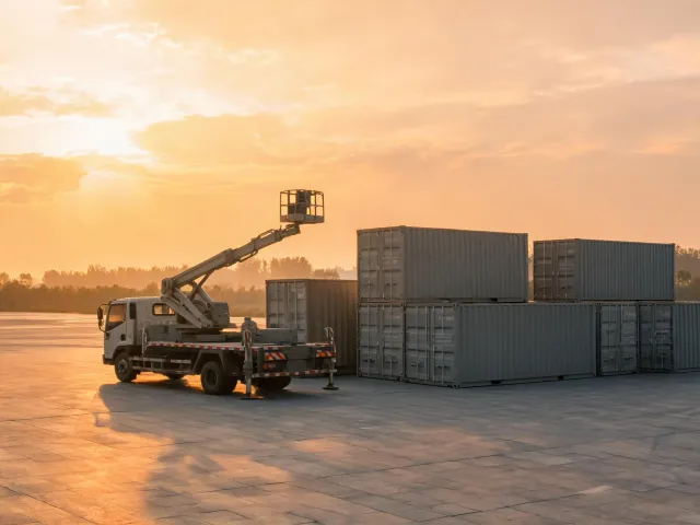 Outdoor yard pad for truck bed boom lift staging