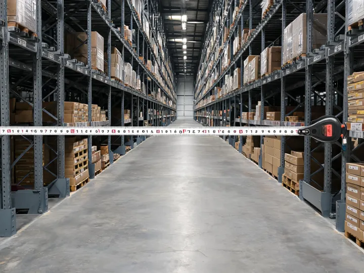 Indoor aisle width constraint for boom equipment
